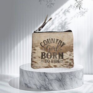 Country Girl Born to Ride Coin Purse [LWCP-Cowhide-001]